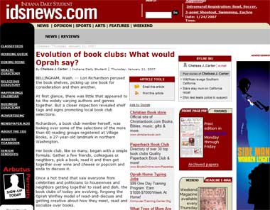 Indiana Daily Student : Evolution Of Book Clubs: What Would Oprah Say?